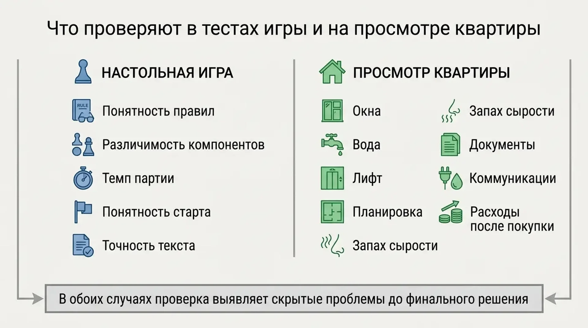 Что проверяют в тестах игры и на просмотре квартиры